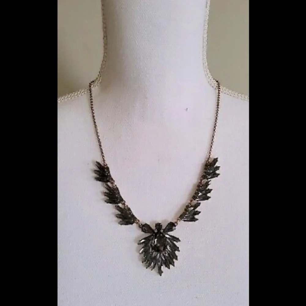 J. Crew blue/grey tone crystal statement necklace. Longer length. - Picture 6 of 6